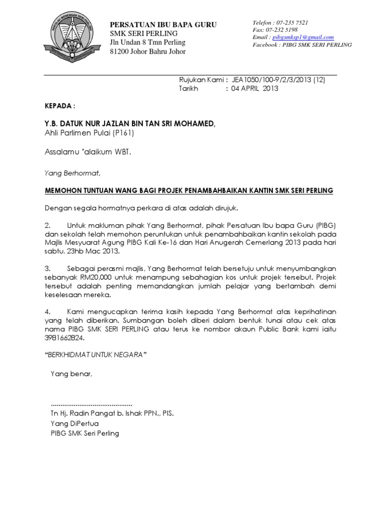 Surat Mohon Sumbangan Derma Pdf