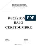 Toma de Decisiones Bajo Certidumbre