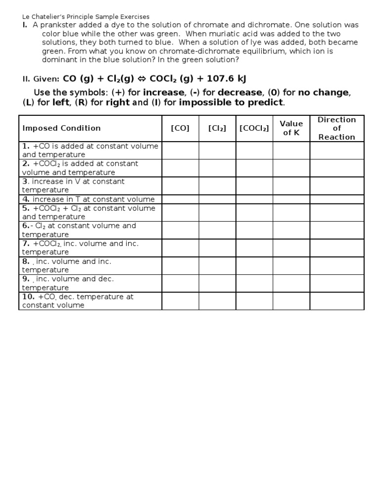 le-chateliers-principle-worksheet