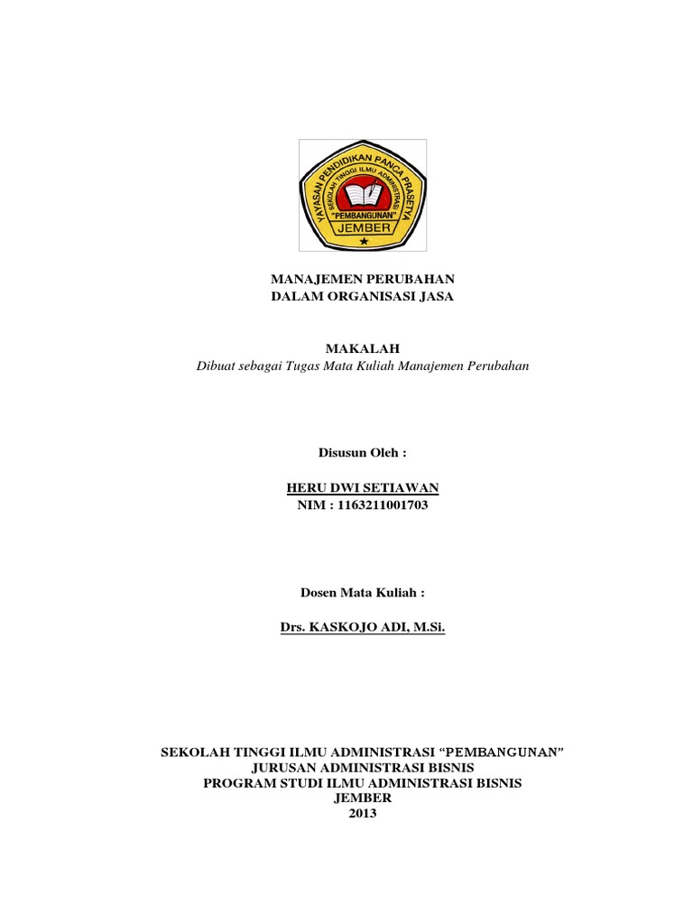 Makalah Manajemen Perubahan Dalam Organisasi Jasa