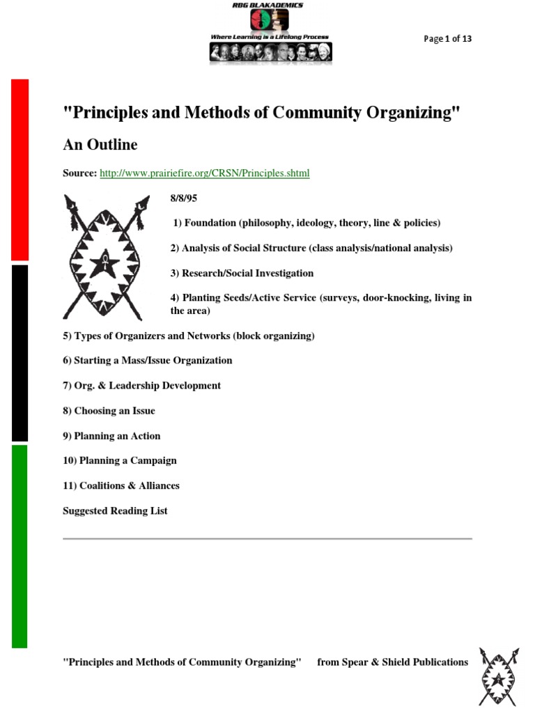 Principles and Method of Community Organising | PDF | Ideologies ...