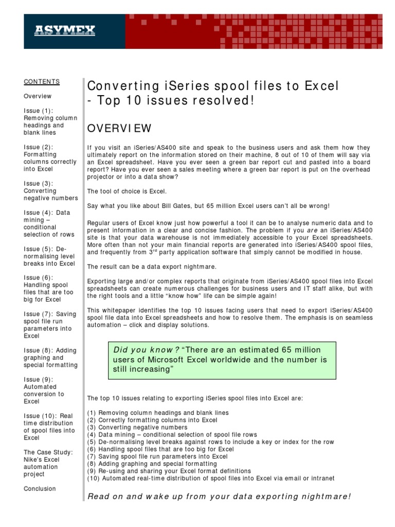 Convert as400 file to excel