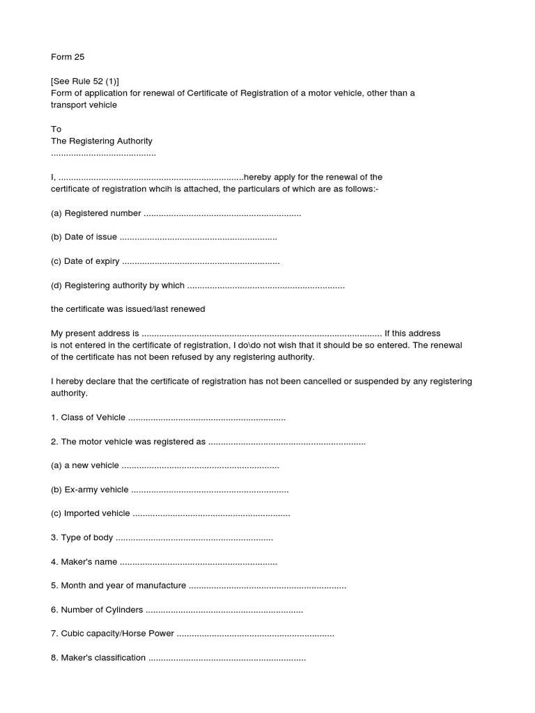 RTO Form25 | PDF
