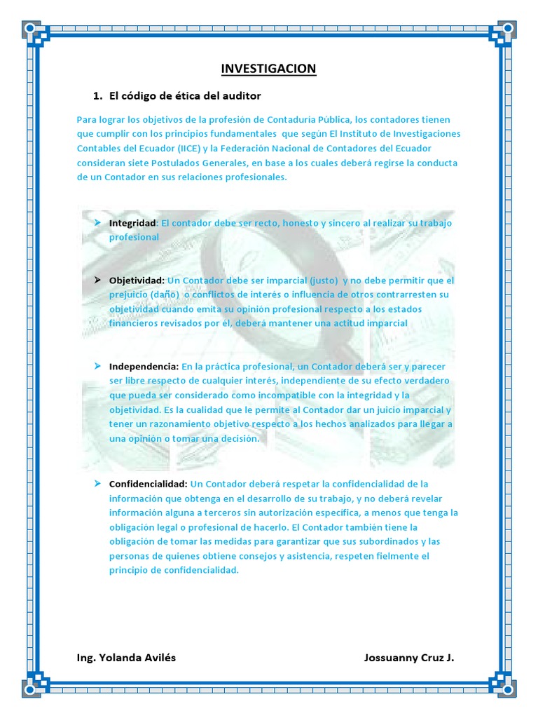 Tarea 1 El Código de Ética Del Auditor | PDF | Contador | Contabilidad