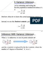 Previously, We Looked at Estimating and Testing The Population Mean When The Population Standard Deviation Was Known or Given