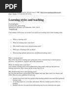 Home Articles Learning Styles and Teaching