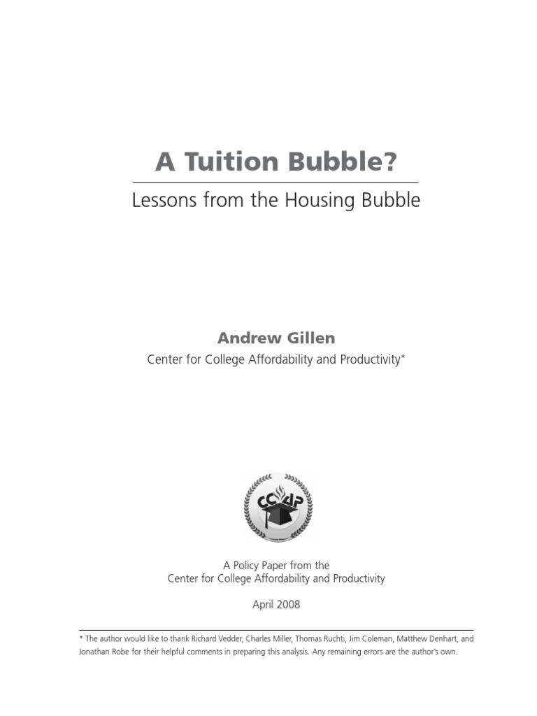 A Tuition Bubble? Lessons From The Housing Bubble PDF Student Loan