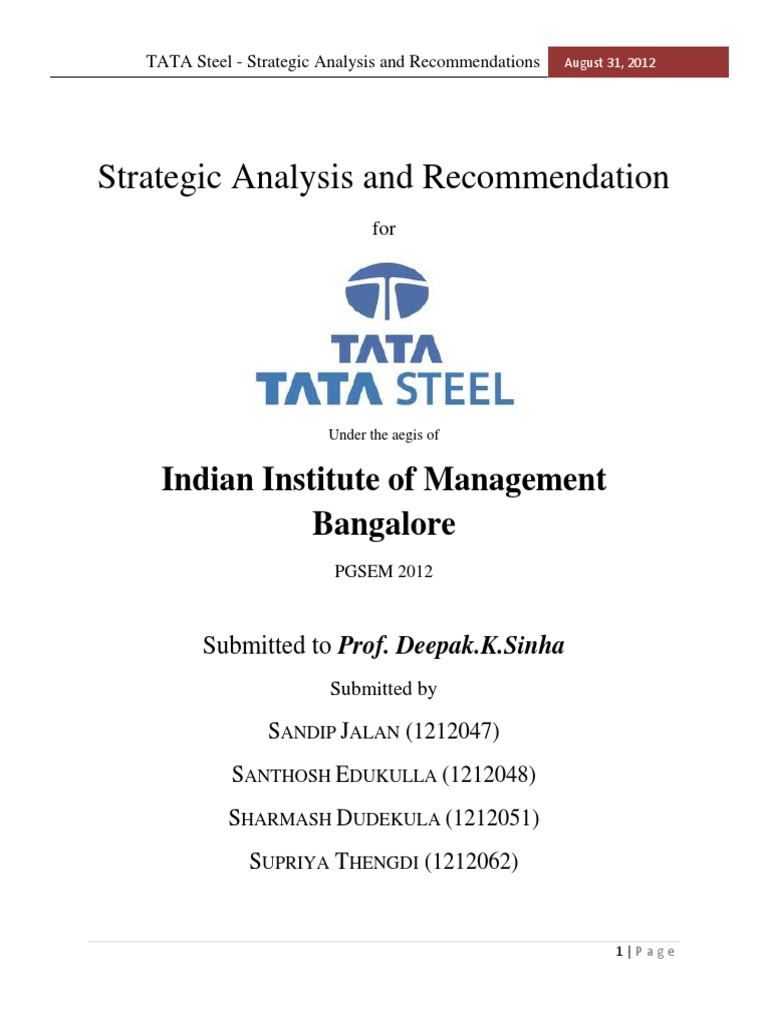 Tata Steel Strategic Analysis 2012 | PDF | Wind Power | Revenue