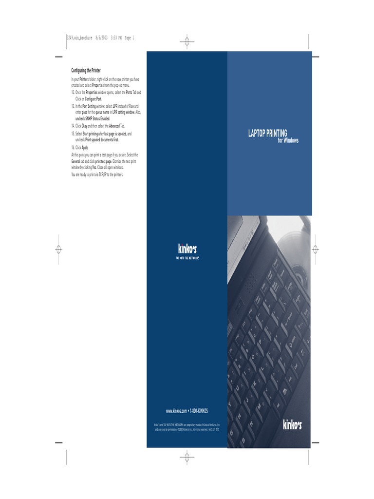 Kinko's Laptop Printing TriFold Brochure Microsoft Windows
