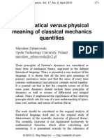 Mathematical Versus Physical Meaning of Classical Mechanics Quantities