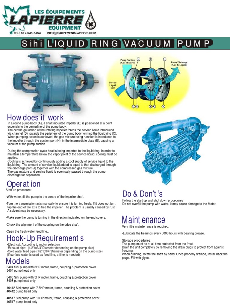 Sihi Liquid Ring Vacuum Pump Sihi Liquid Ring Vacuum Pump Maintenance PDF Pump Liquids