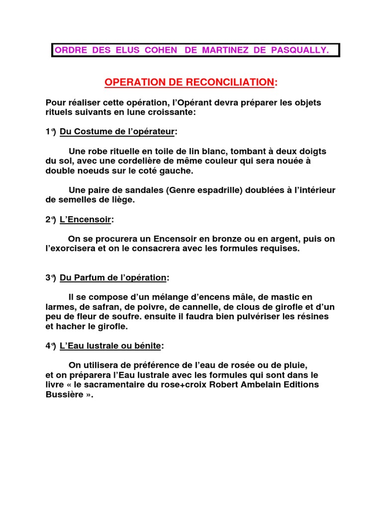 Rituel de Réconciliation des Élus Cohen | PDF | Esprit | Démons