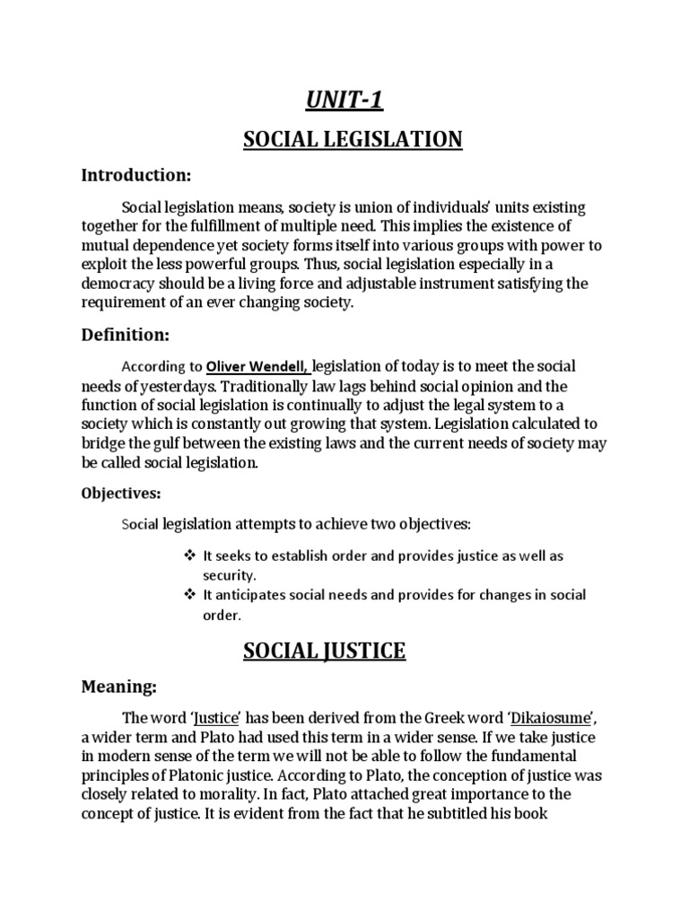 Social Legislation Social Policy Justice