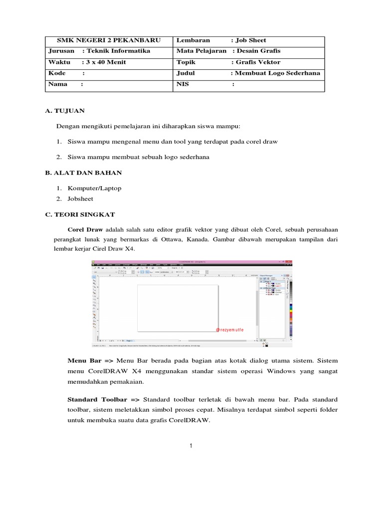 JOBSHEET CORELDRAW 1 JOBSHEET CORELDRAW 1