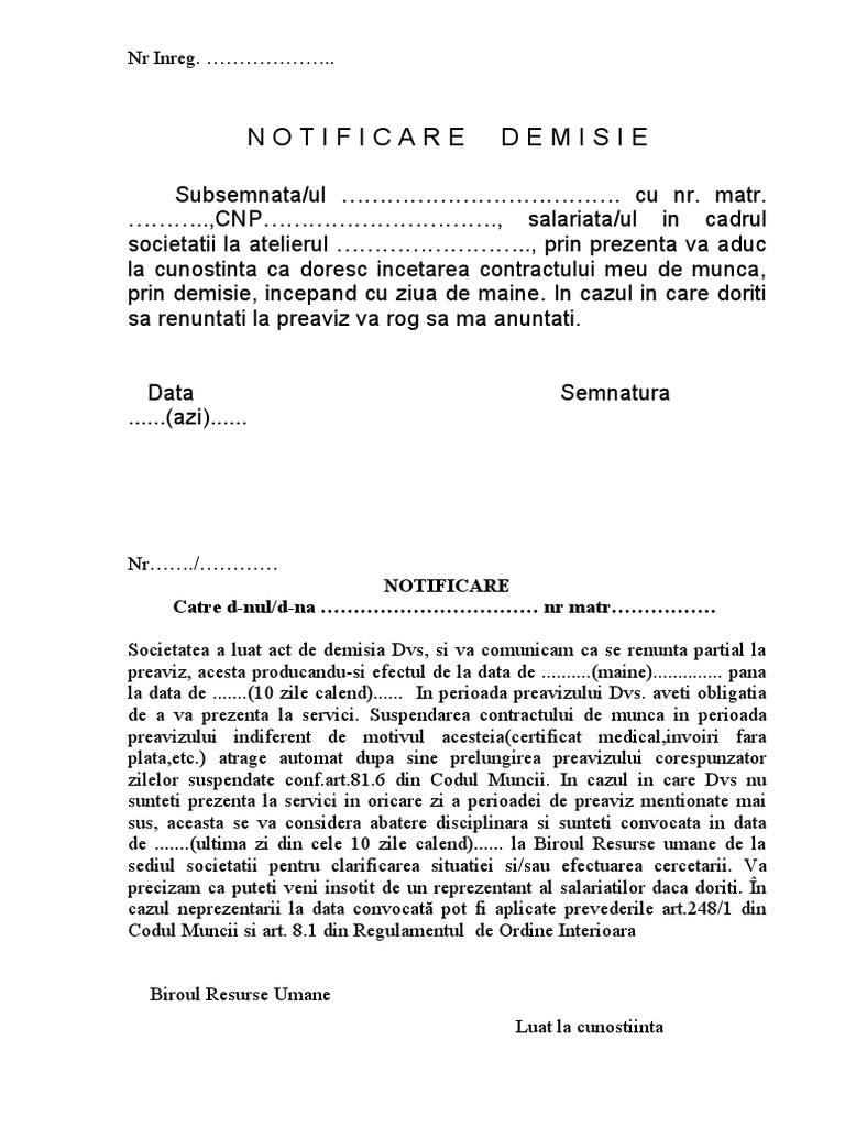 Cerere Demisie 81 7 2