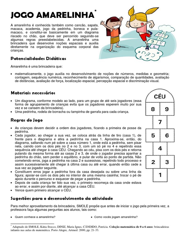 Regras e História da Amarelinha | PDF | Percepção | Desenho