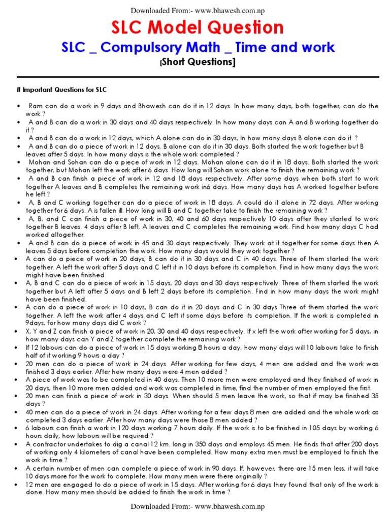 slc-compulsory-math-time-and-work-pdf-hydraulic-engineering-water