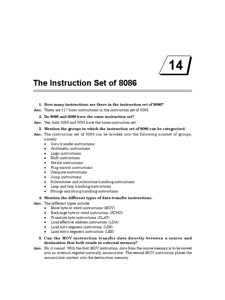 UNDERSTANDING8085 8086 Instruccion Set | PDF | Instruction Set | String ...