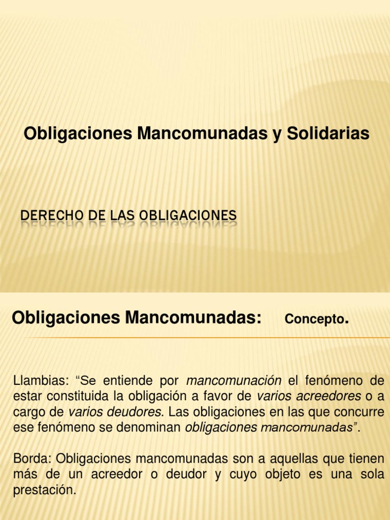 Obligaciones y Solidarias