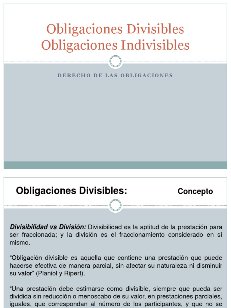 Obligaciones Divisibles e Indivisibles | PDF