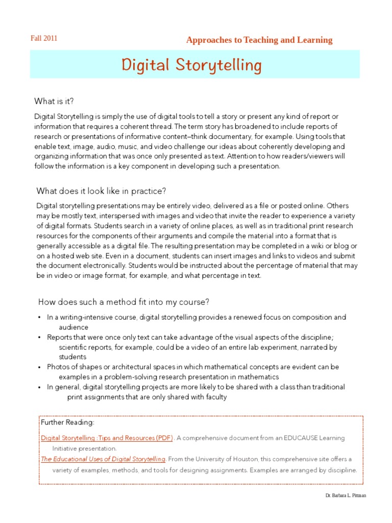 Digital Storytelling: What Is It? | Download Free PDF | Storytelling ...