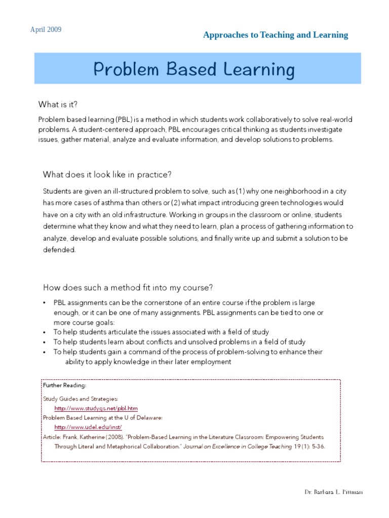 Problem Based Learning | PDF