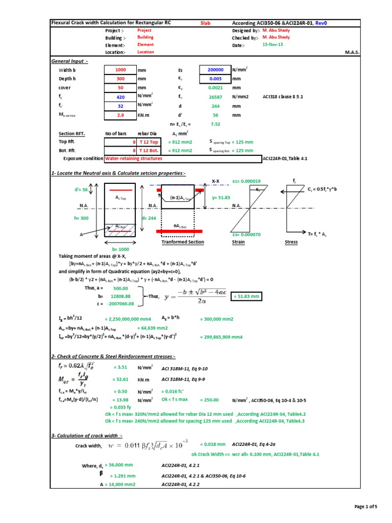 Crack Width Calculation As Per Aci 318 14