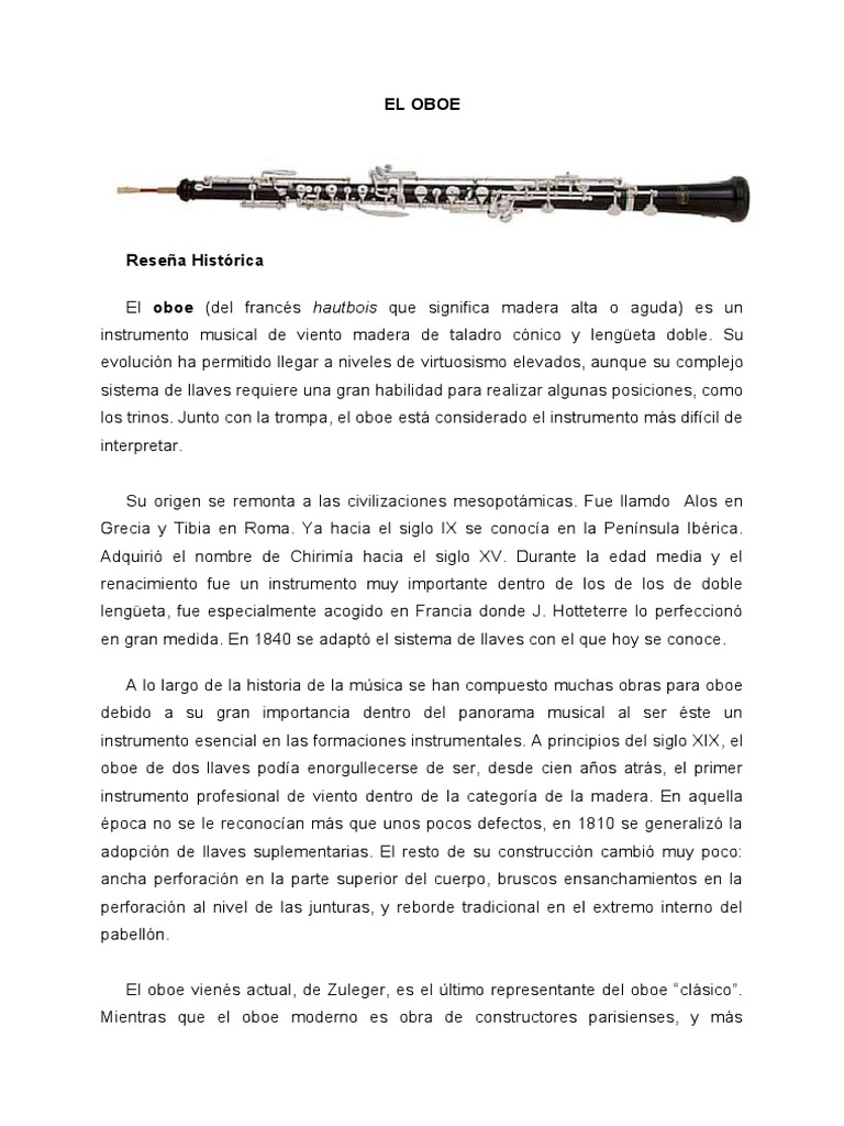 El oboe Oboe Tecnología musical Prueba gratuita de 30 días Scribd