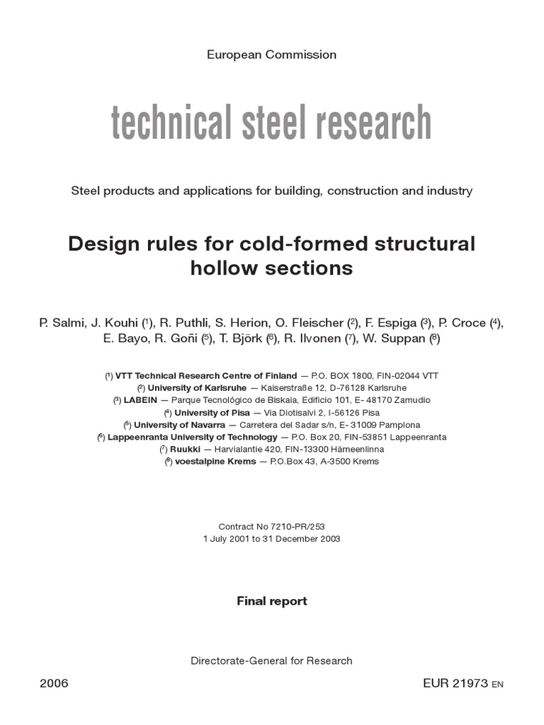 Design Rules For Cold Formed Hollow Sections | PDF | Deformation ...