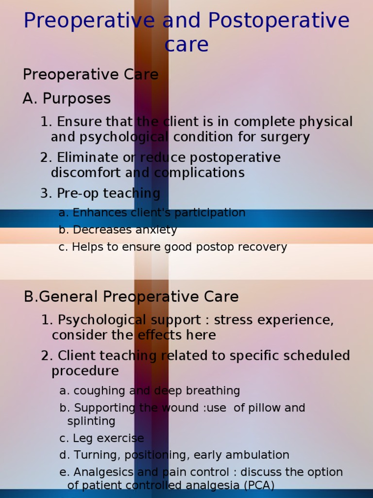 Preoperative and Postoperative Care