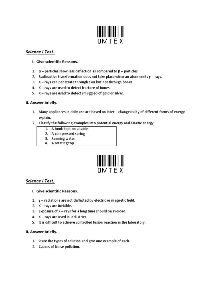 Science Test No. 1 | PDF