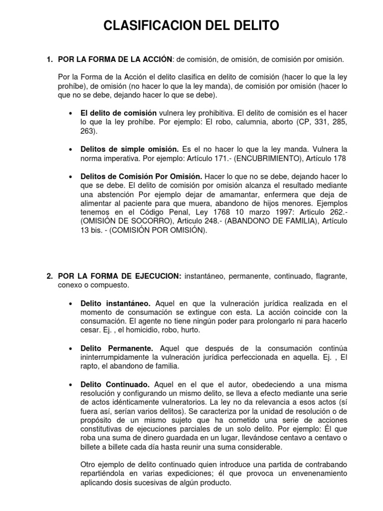 Clasificacion Del Delito PDF Intención (Derecho Penal
