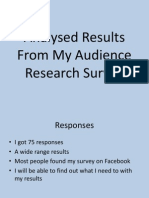 Analysed Results From My Audience Research Survey