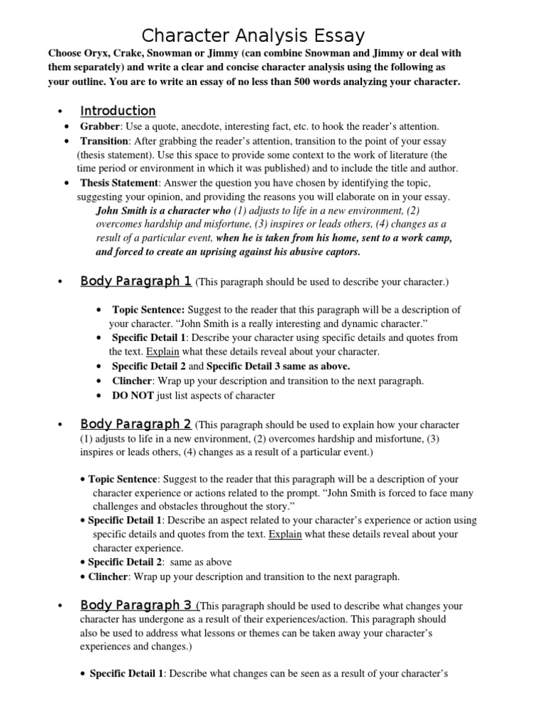 Characterization Essays: Examples, Topics, Titles, & Outlines