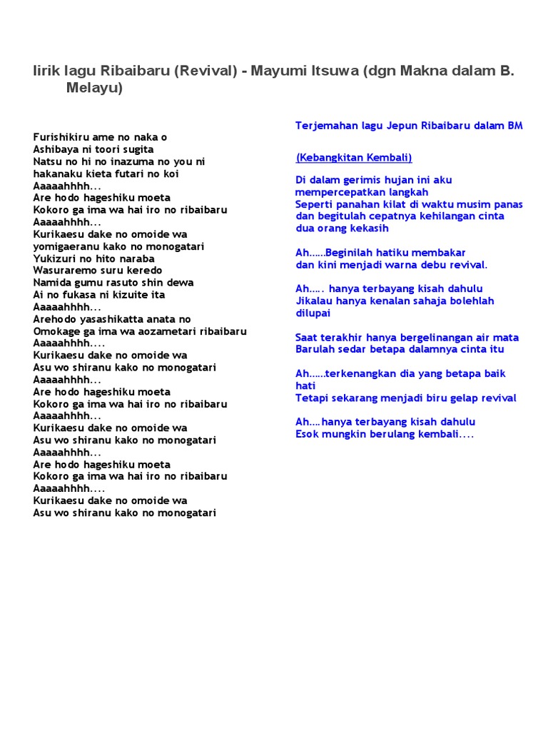 Lirik Lagu Ribaibaru 2