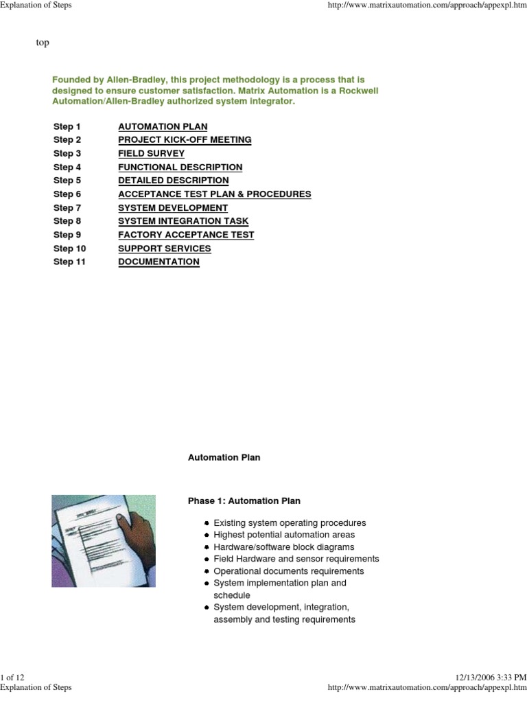 Automation Project Steps Overview | PDF | Specification (Technical ...