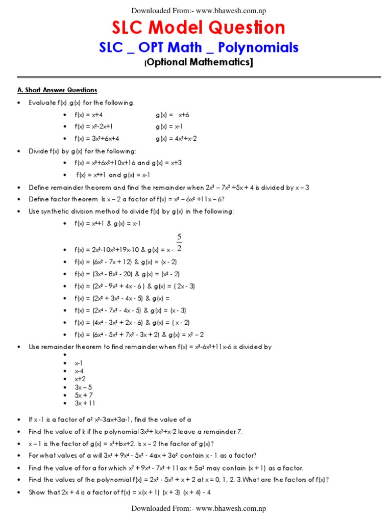 Slc Opt Math All Polynomial Zero Of A Function
