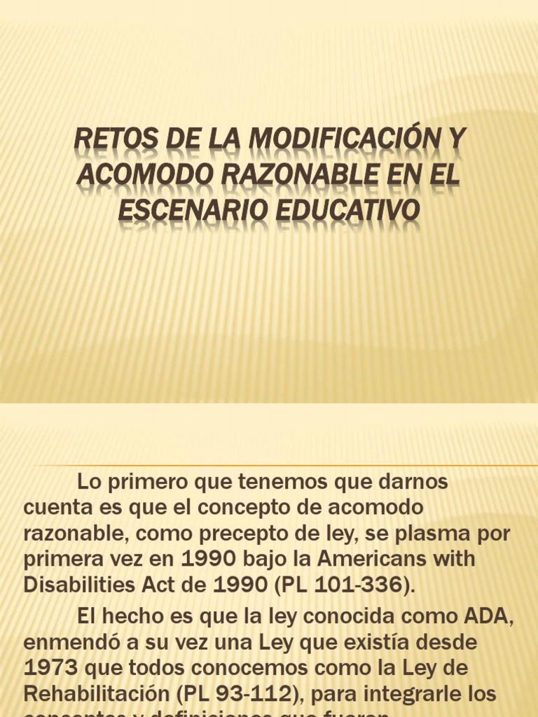 Retos de La Modificación y Acomodo Razonable en El Escenario Educativo ...