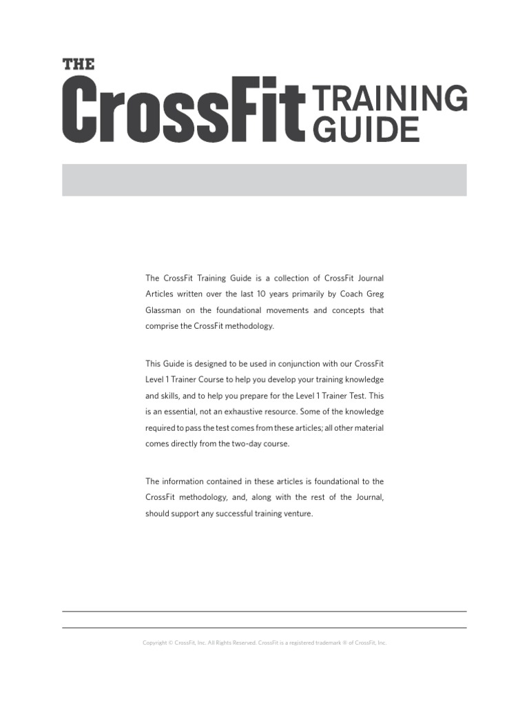 Crossfit Level One Study Guide Physical Fitness Aerobic Exercise