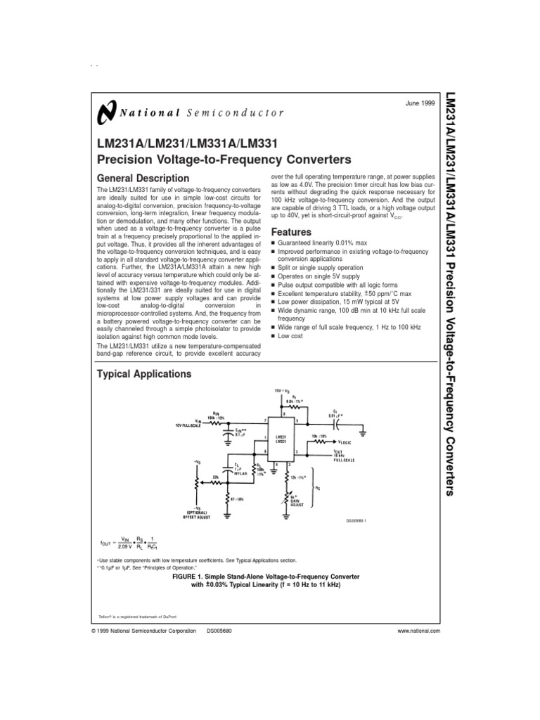 Precision Voltage-to-Frequency Converters | PDF