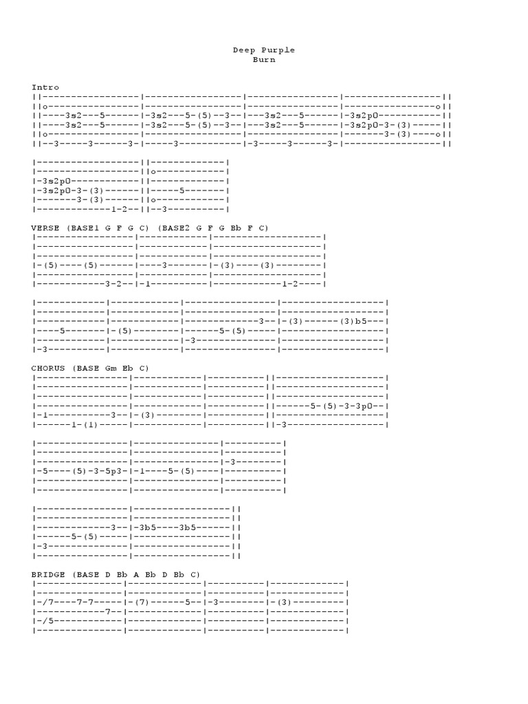 Deep Purple Burn Guitar Tabs | PDF | Technology & Engineering