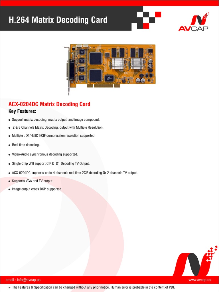 H.264 Matrix Decoding Card: 70XX Series - Economical DVR | PDF