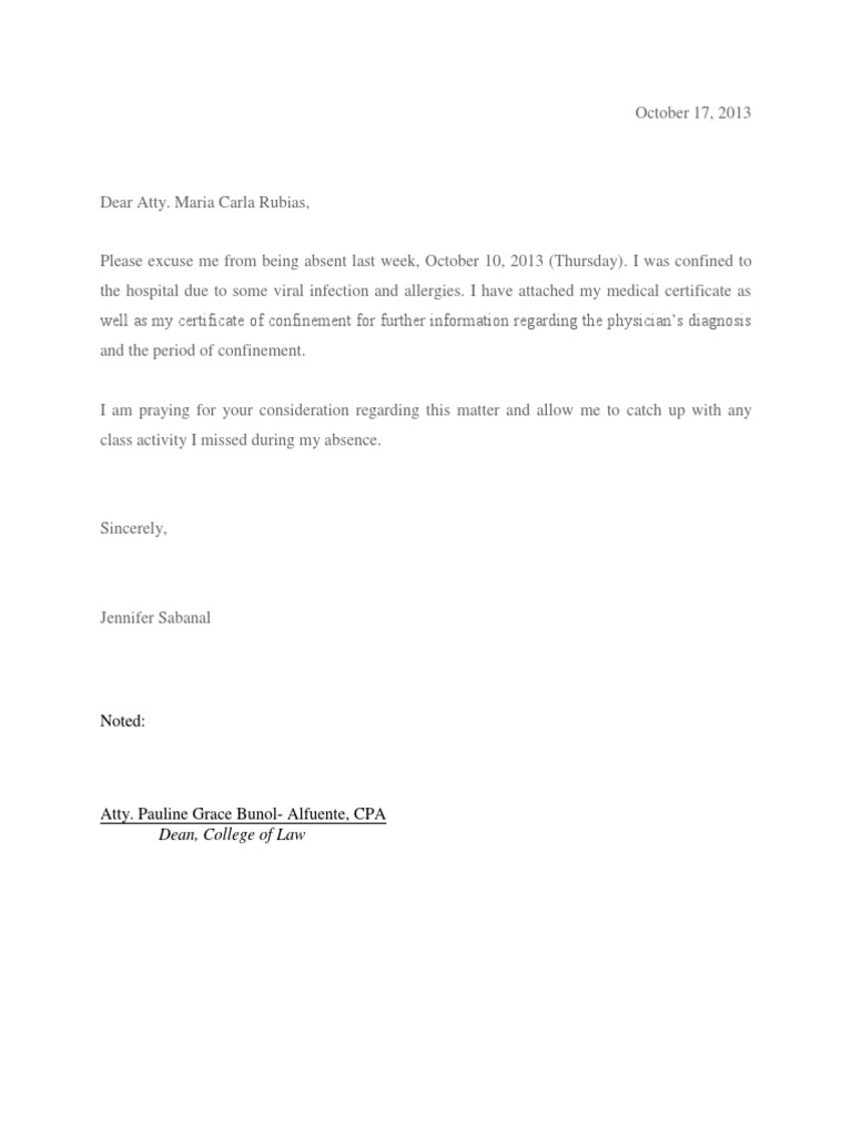 Excuse Letter