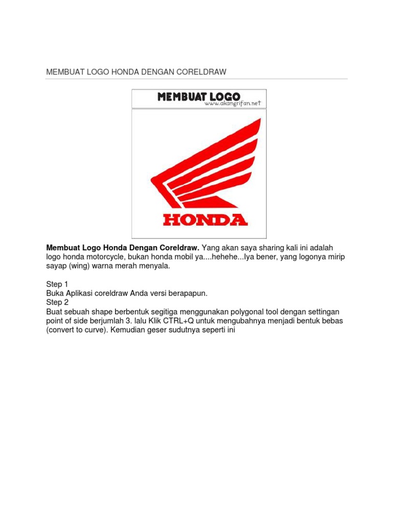 Membuat Logo Honda Dengan Coreldraw | PDF | Karier \u0026 Perkembangan | Bisnis, image size:768x1024