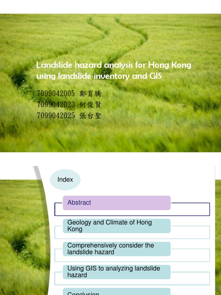 Landslide Hazard Analysis For Hong Kong Using Landslide Inventory and ...
