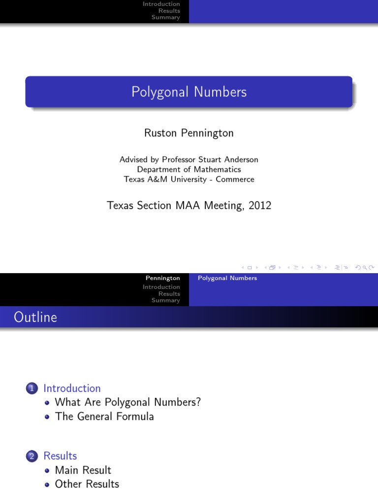 Polygonal Numbers: Ruston Pennington | PDF | Polygon | Triangle