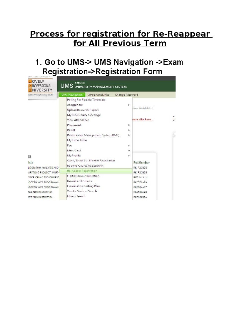Re-Appear Registration Process Guide | PDF | Career & Growth