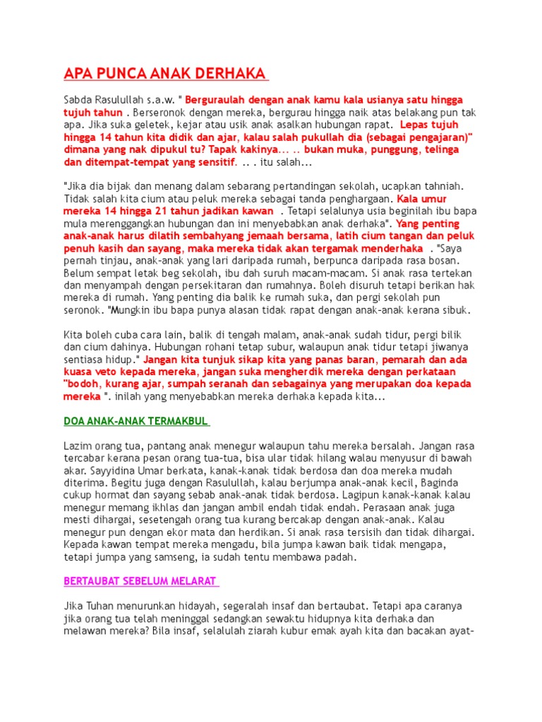 Apa Punca Anak Derhaka Pdf
