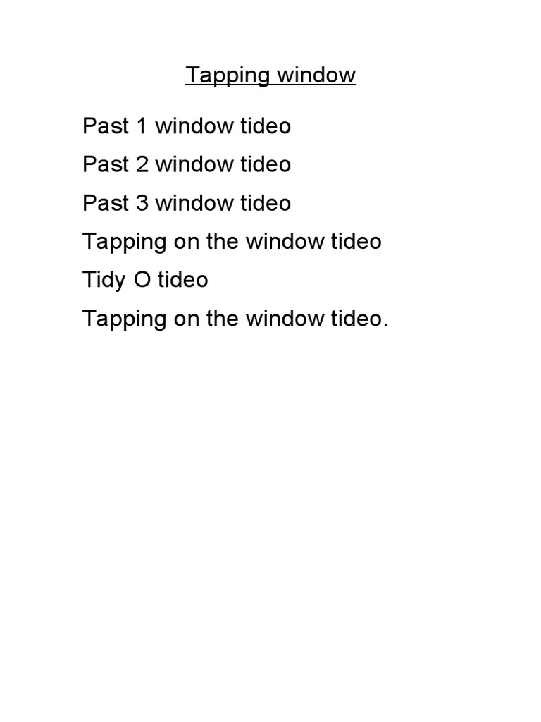 Tapping Window Taidy O FREE | PDF
