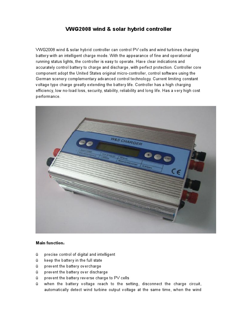 VWG2008 Wind & Solar Hybrid Controller | PDF | Battery (Electricity ...